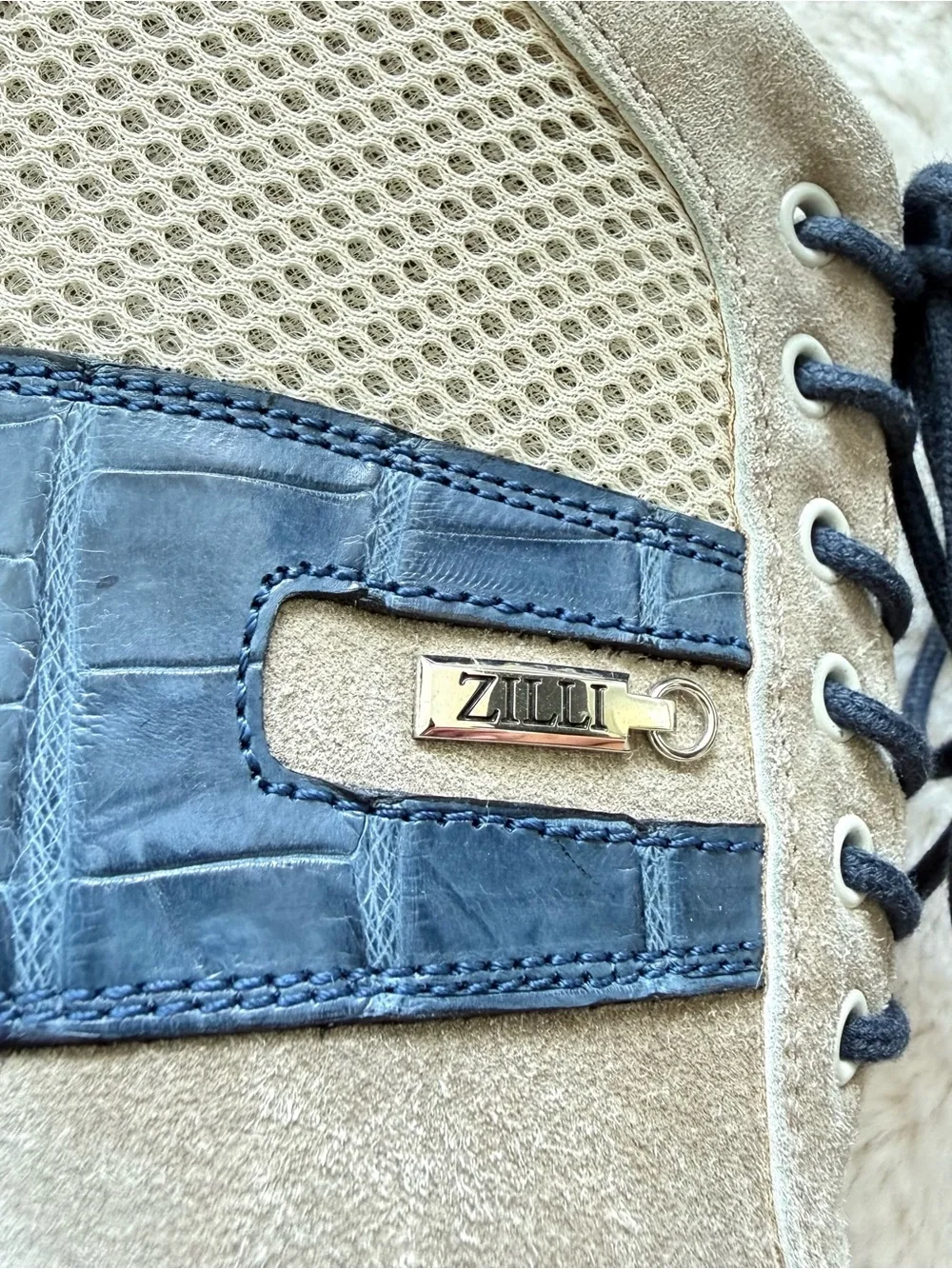 Zilli men oxford shoes exotic skin suede/alligator leather size 9.5 US Authentic